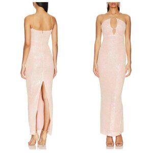Nookie Supreme Maxi Sequins Cutout Dress Small in Sorbet $370